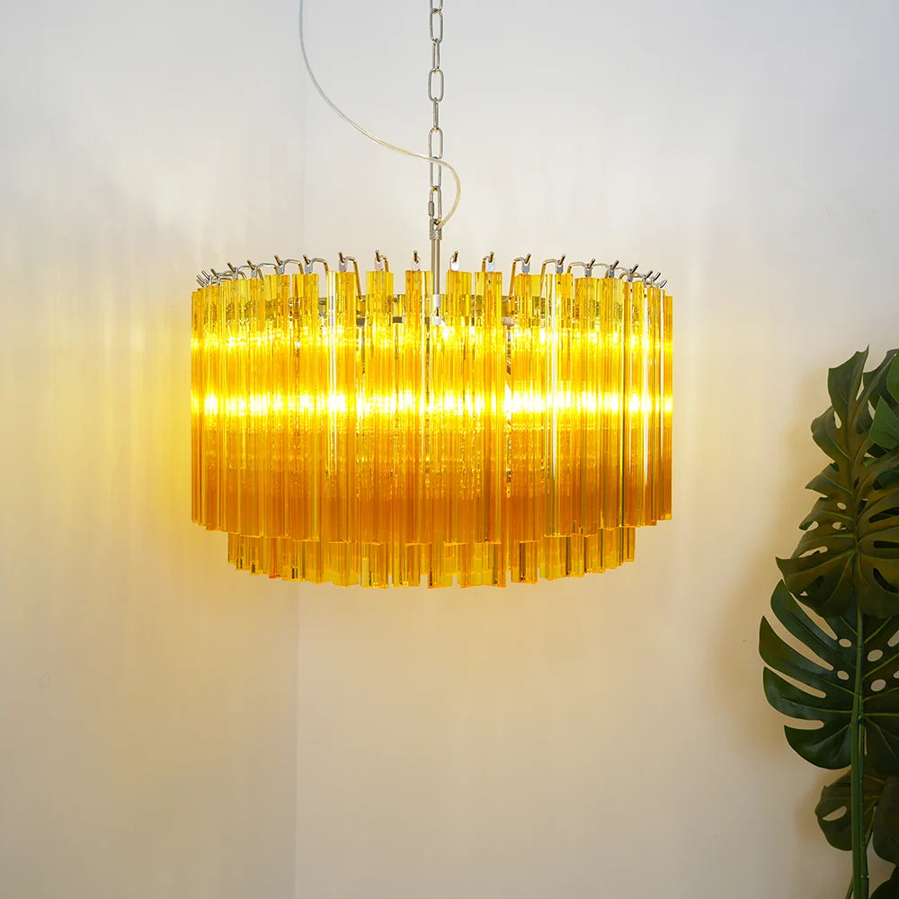 Murano Round Prisms Amber Chandelier