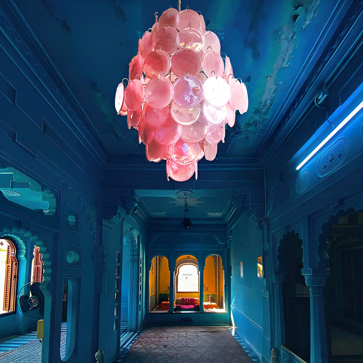 Vintage Pink Discs Chandelier