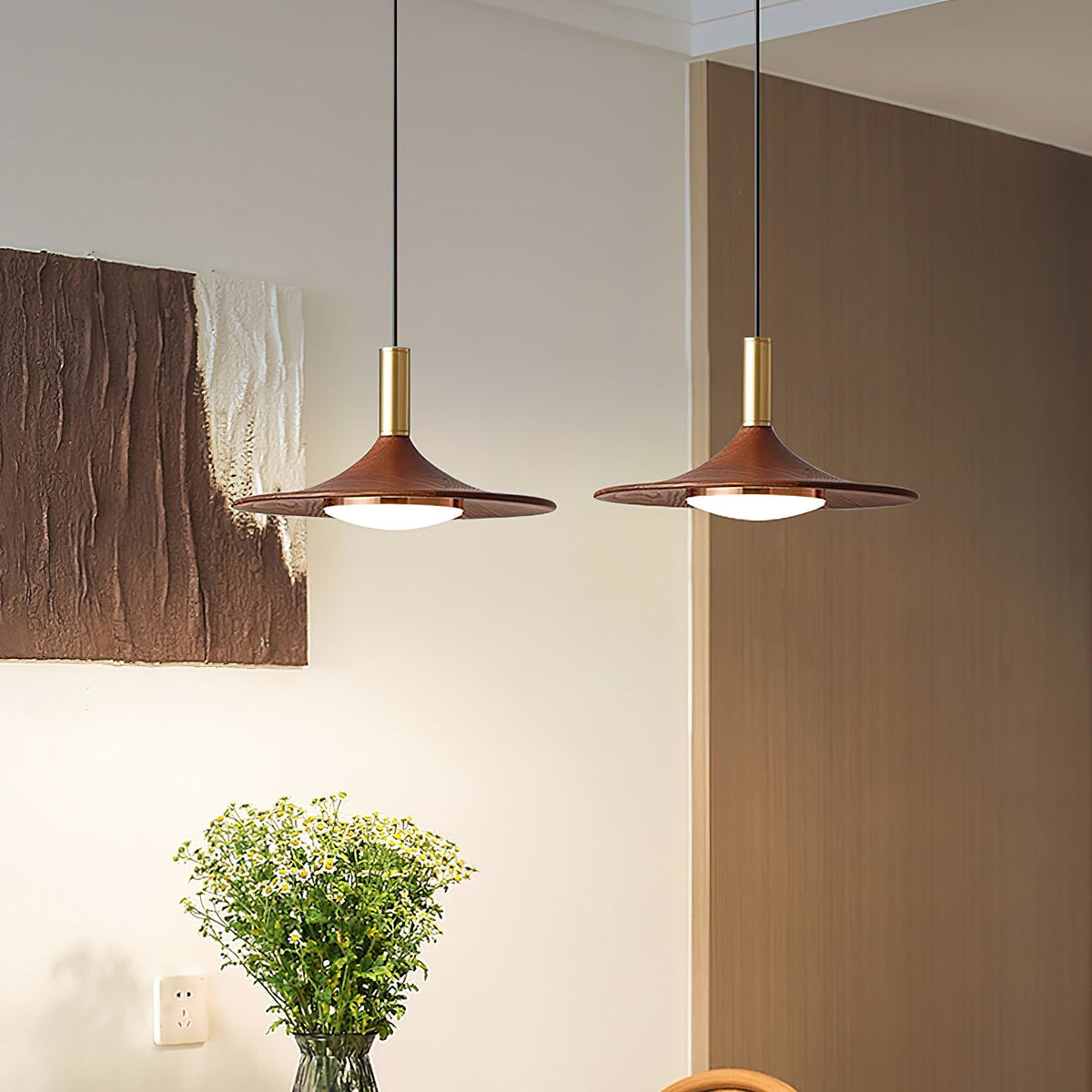 Pendant Light Hat Shape Midcentury