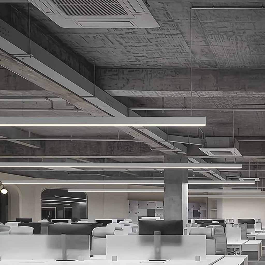 Office Linear Pendant Light Anti-Glare LED, Silver