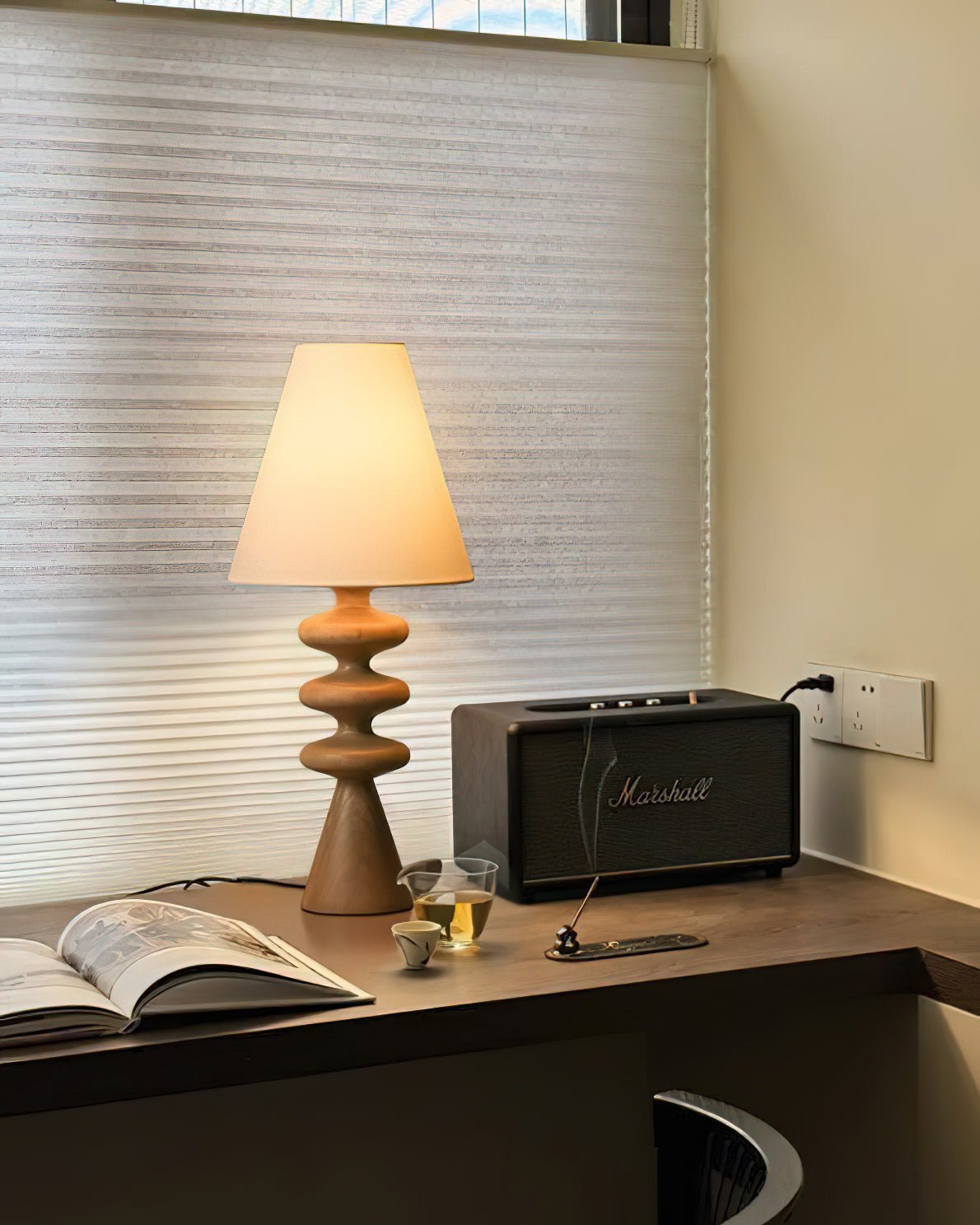 Ondelle Sculpted Wood Table Lamp