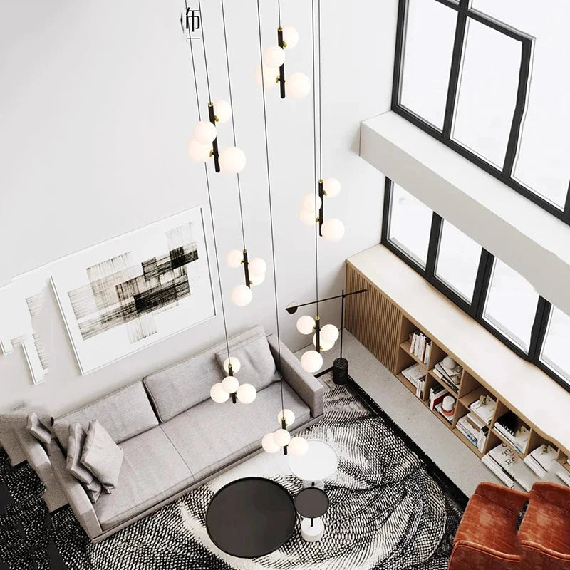 Opal Globe Staircase Pendant Light