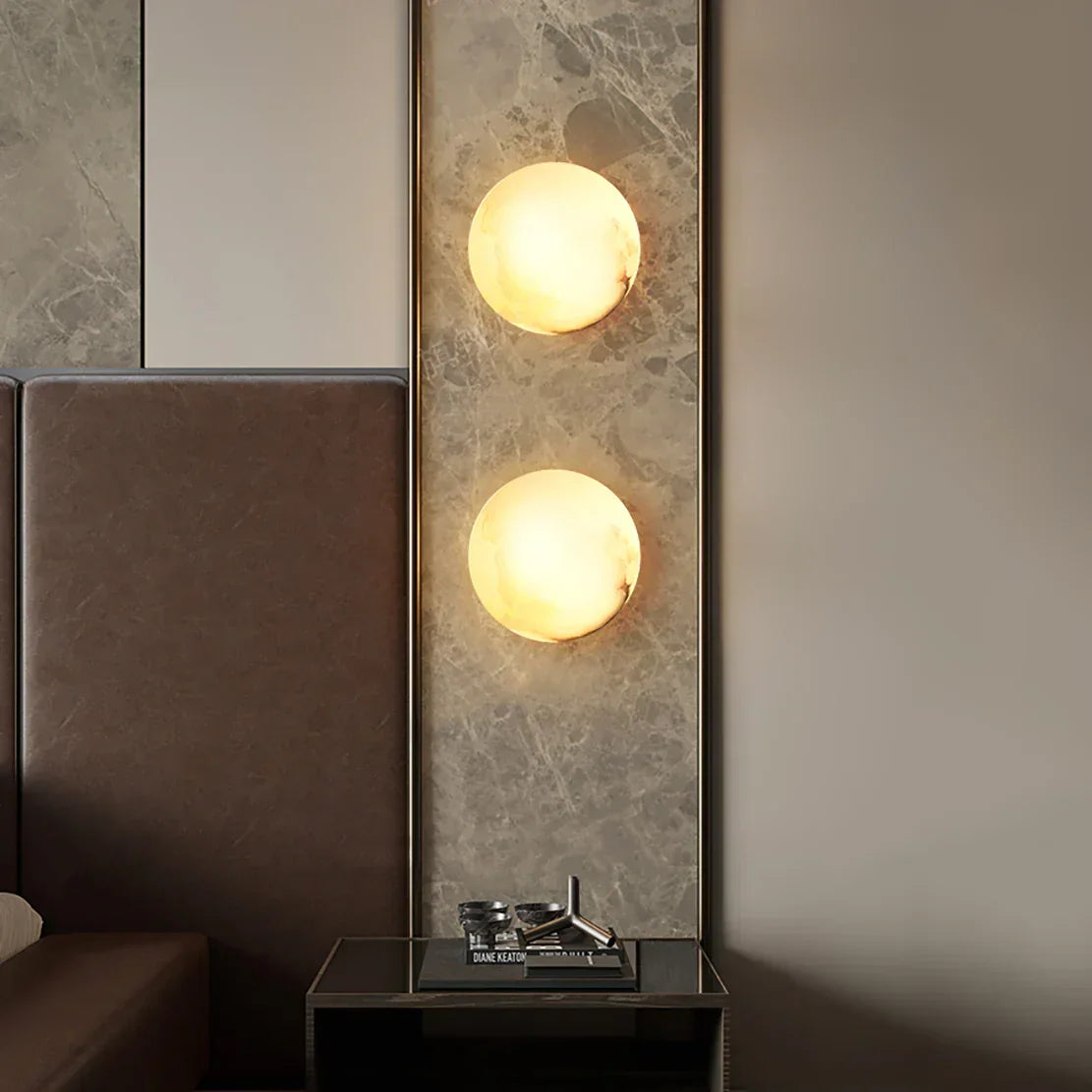 Round Alabaster Wall Sconce
