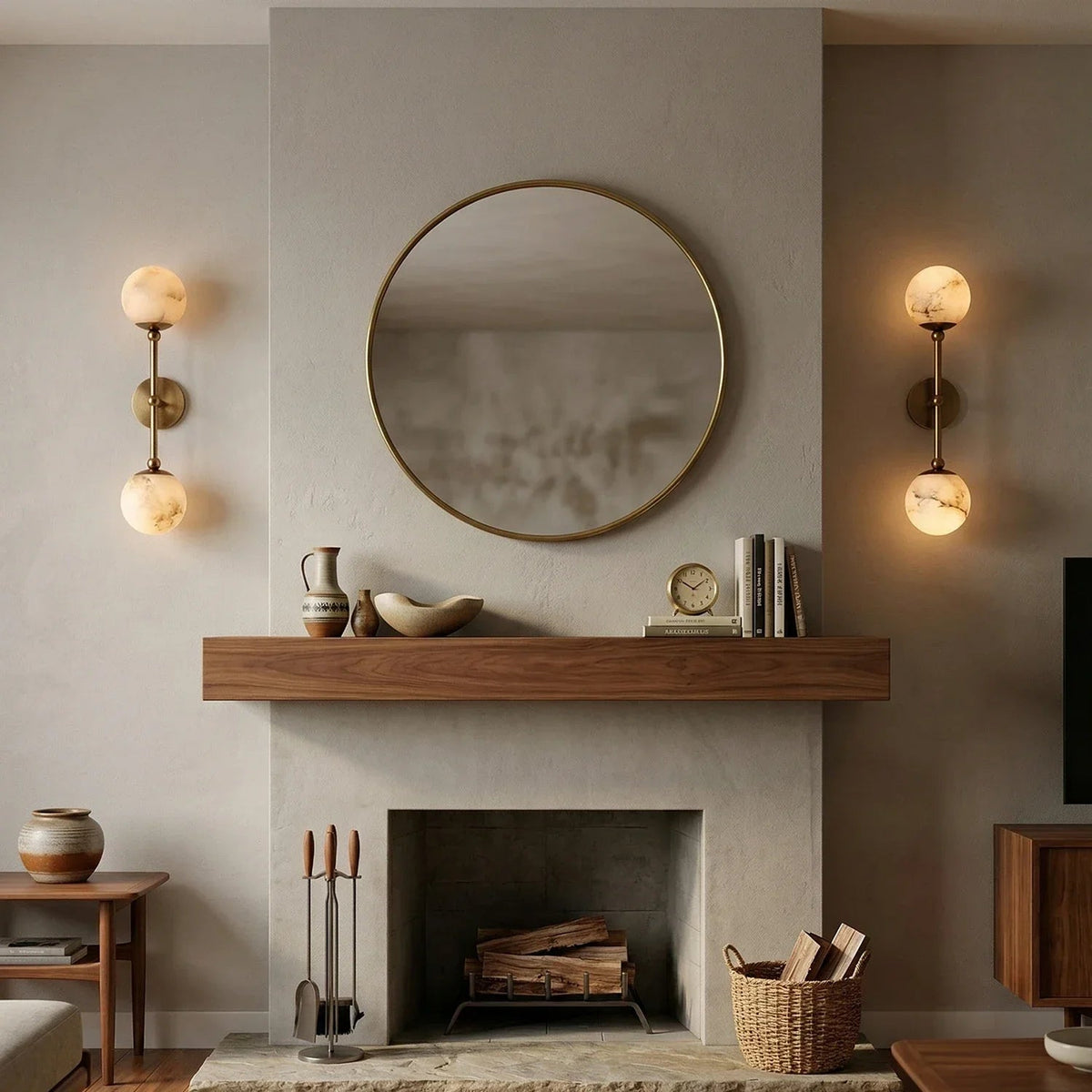 Orvelle Double Alabaster Wall Sconce