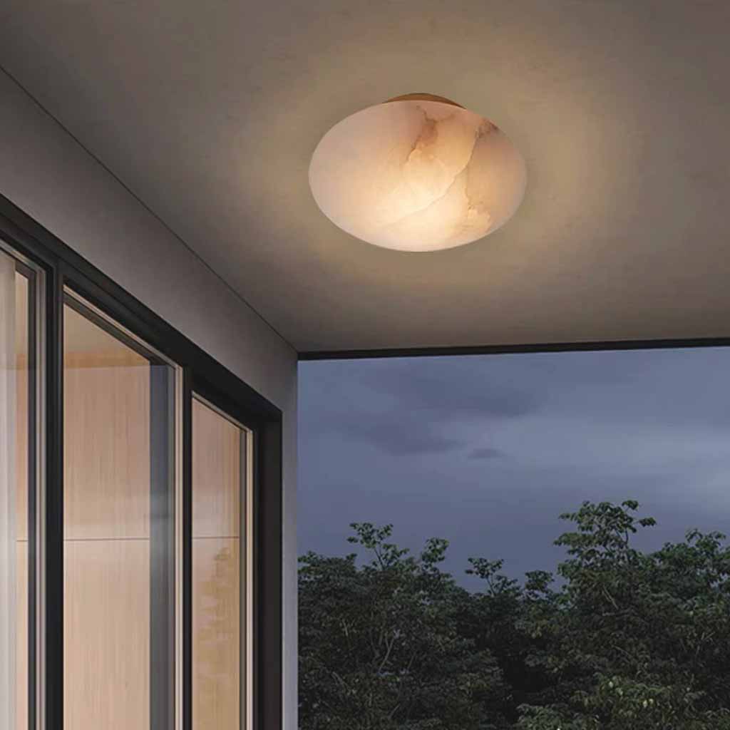 Oval Ceiling Light Alabaster Marble Flush Mount