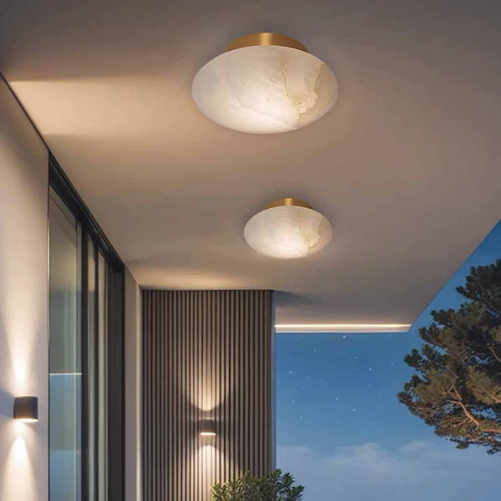 Oval Ceiling Light Alabaster Marble Flush Mount