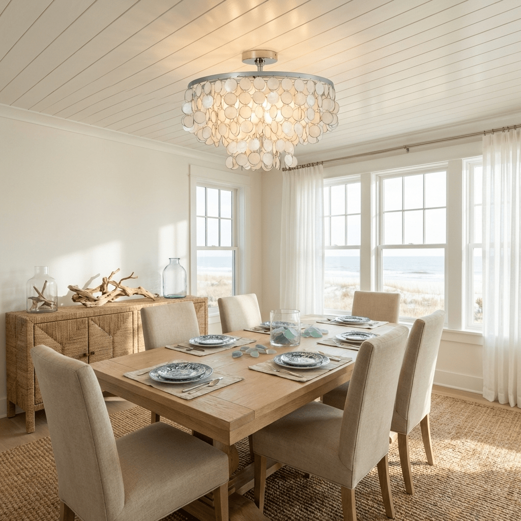 Tiered Shell Disc Ceiling Light