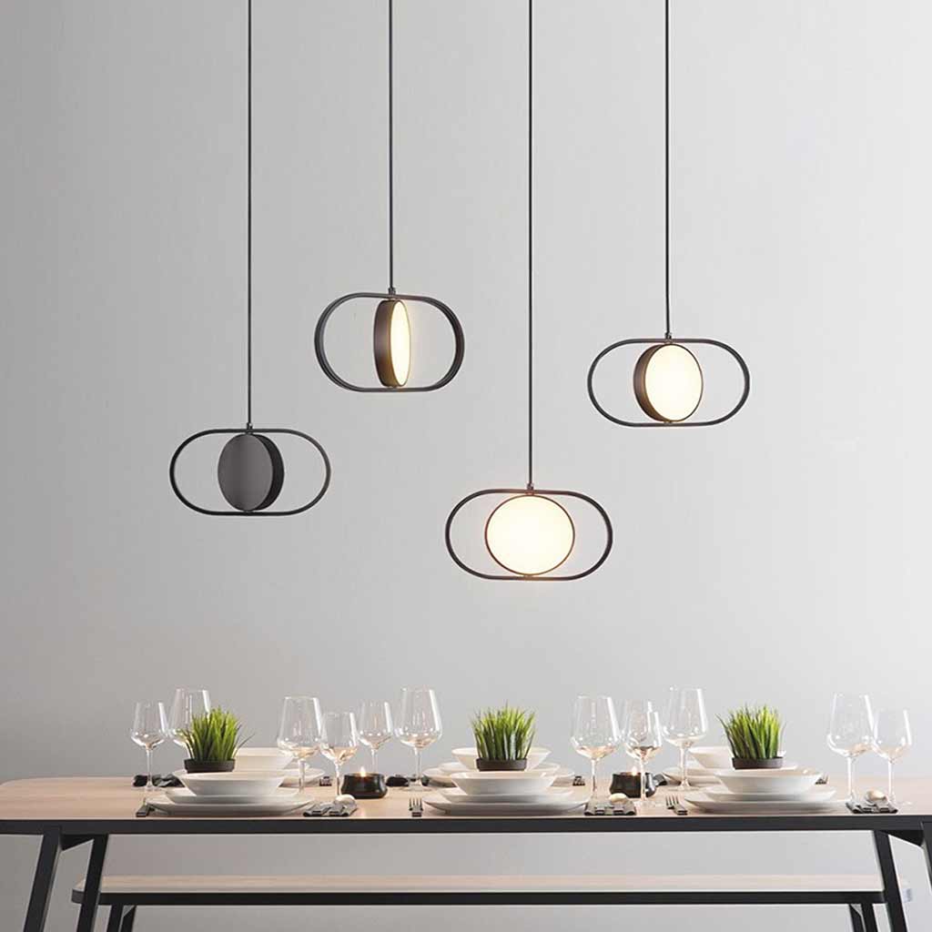 Pendant Light Hanging Light Decorative Oval Metal LED, Black