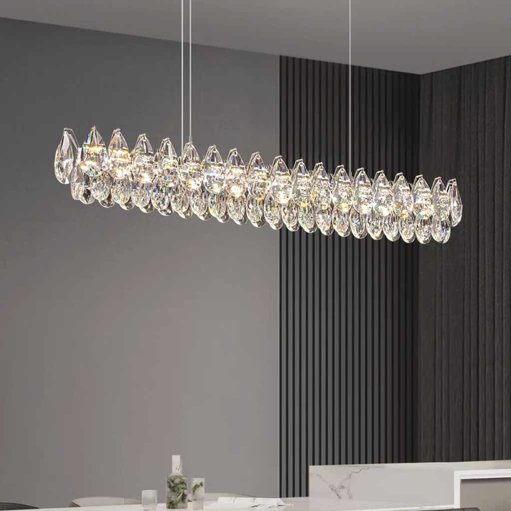 Pendant Light Linear Crystal Raindrop Dimmable LED