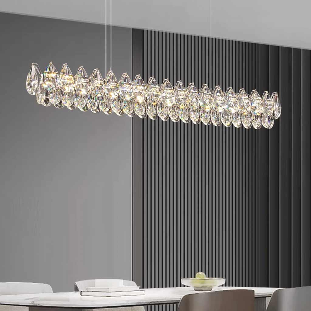 Pendant Light Linear Crystal Raindrop Dimmable LED