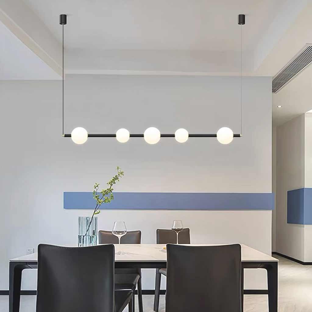Pendant Light Linear Multi-Globe LED, Black / Gold