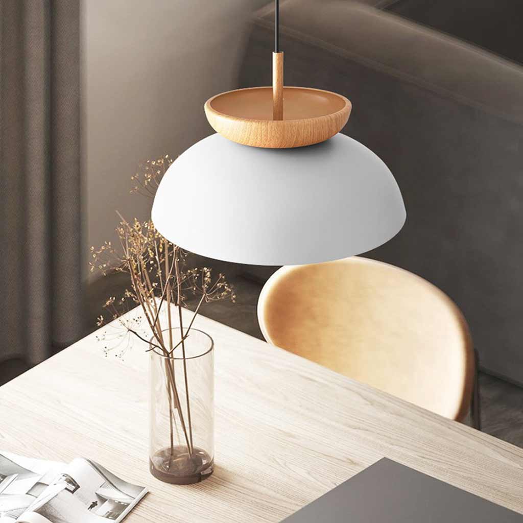 Pendant / Flush Mount Ceiling Light Minimalist Iron Dome, Black / White