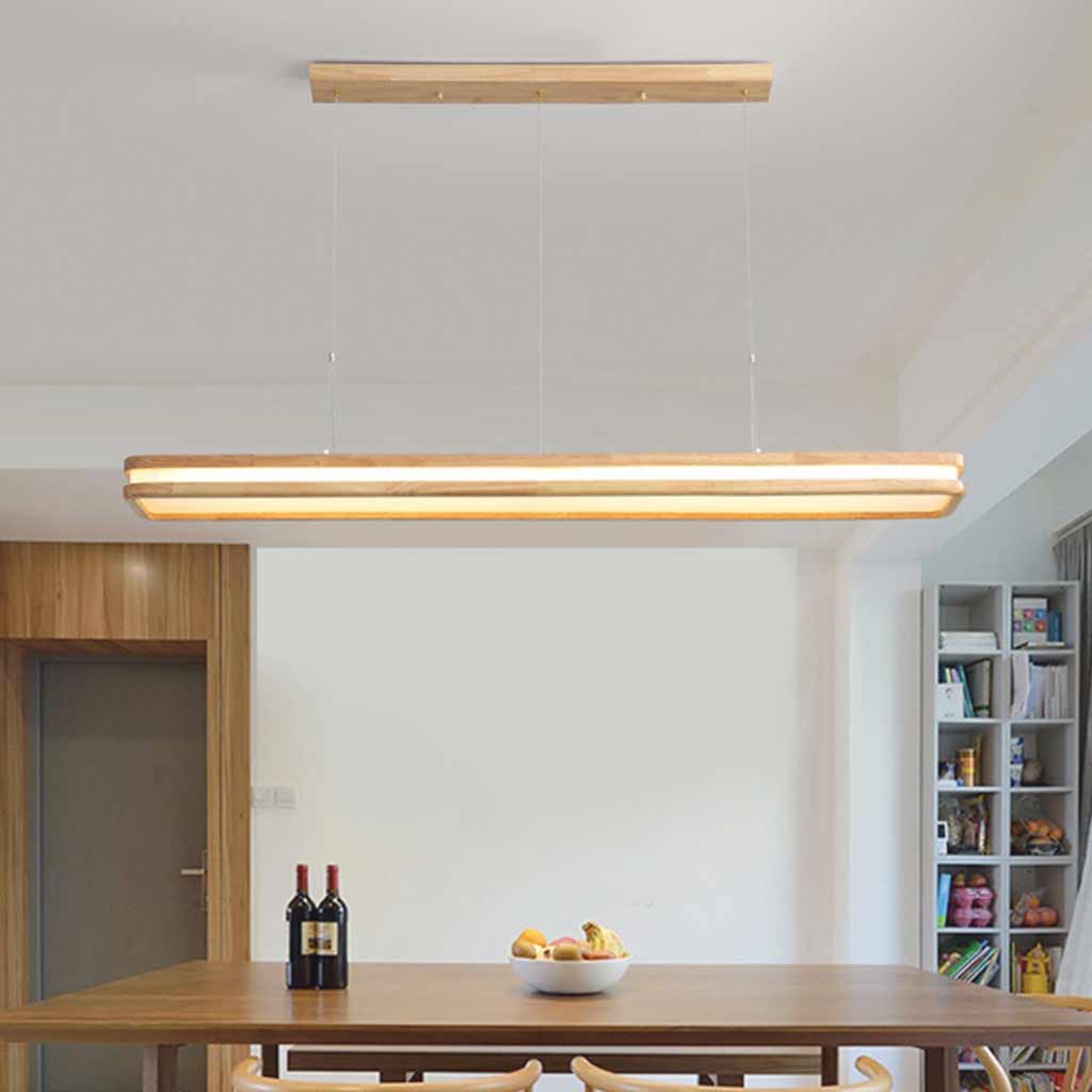Pendant Light Minimalist Wood Rectangle Dimmable LED
