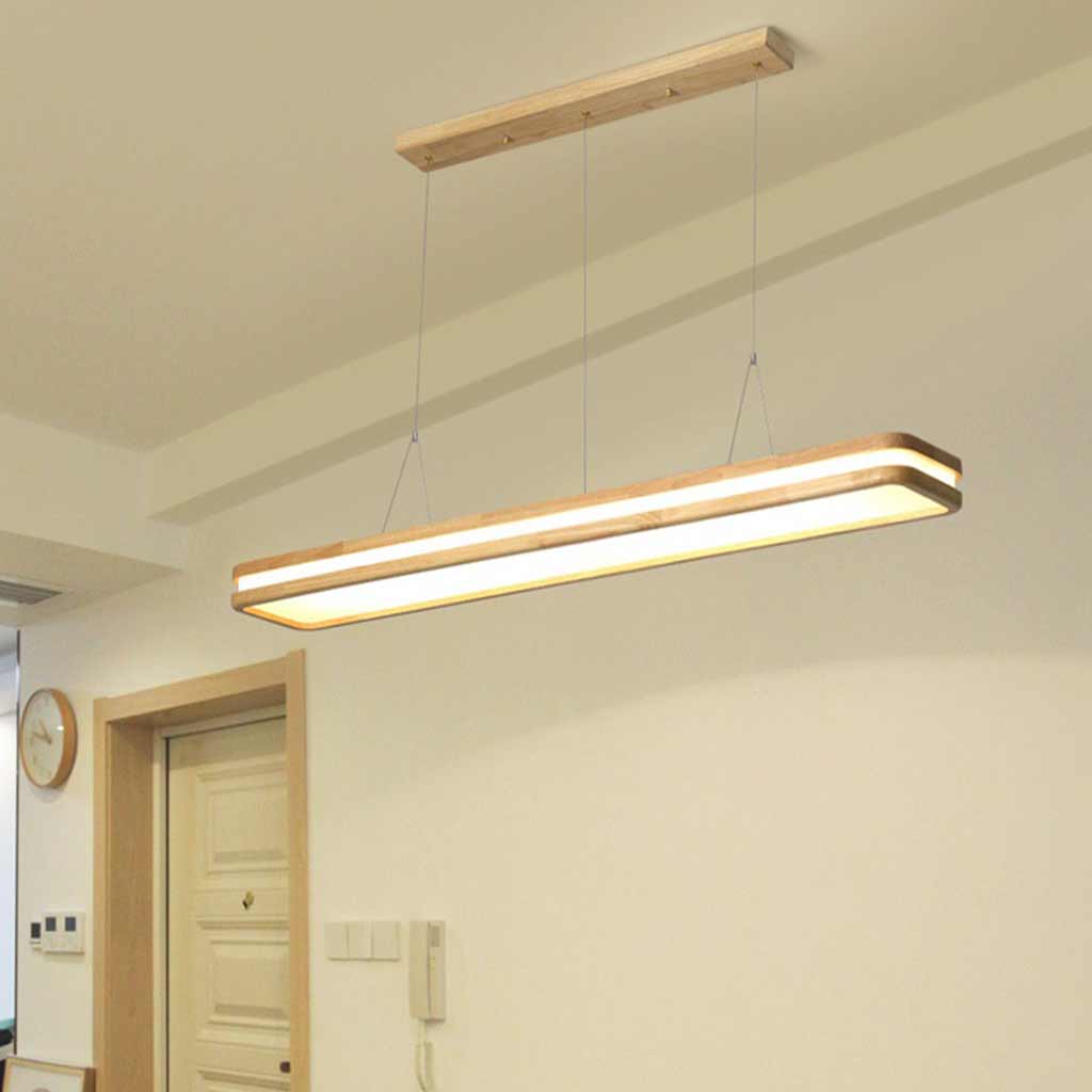 Pendant Light Minimalist Wood Rectangle Dimmable LED
