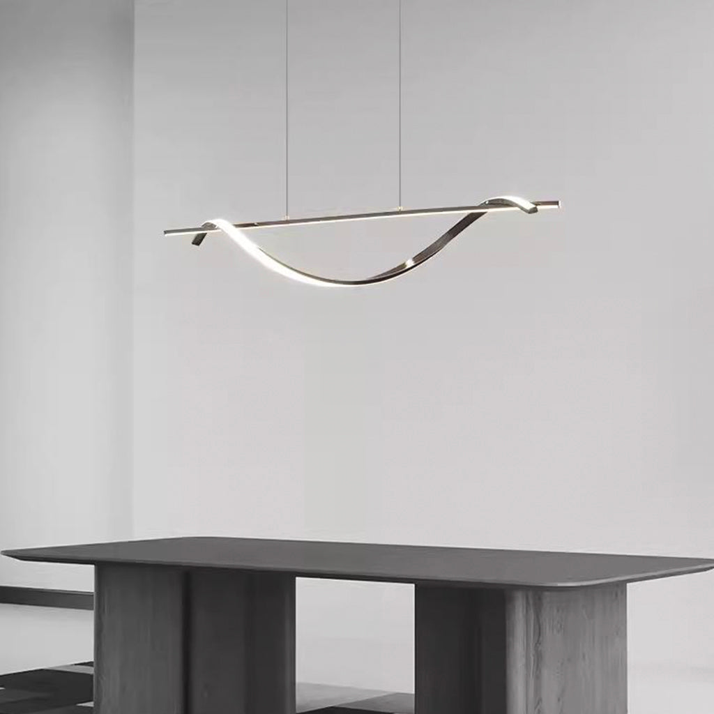 Pendant Light Modern Linear Wavy LED Metal, Black / Gold