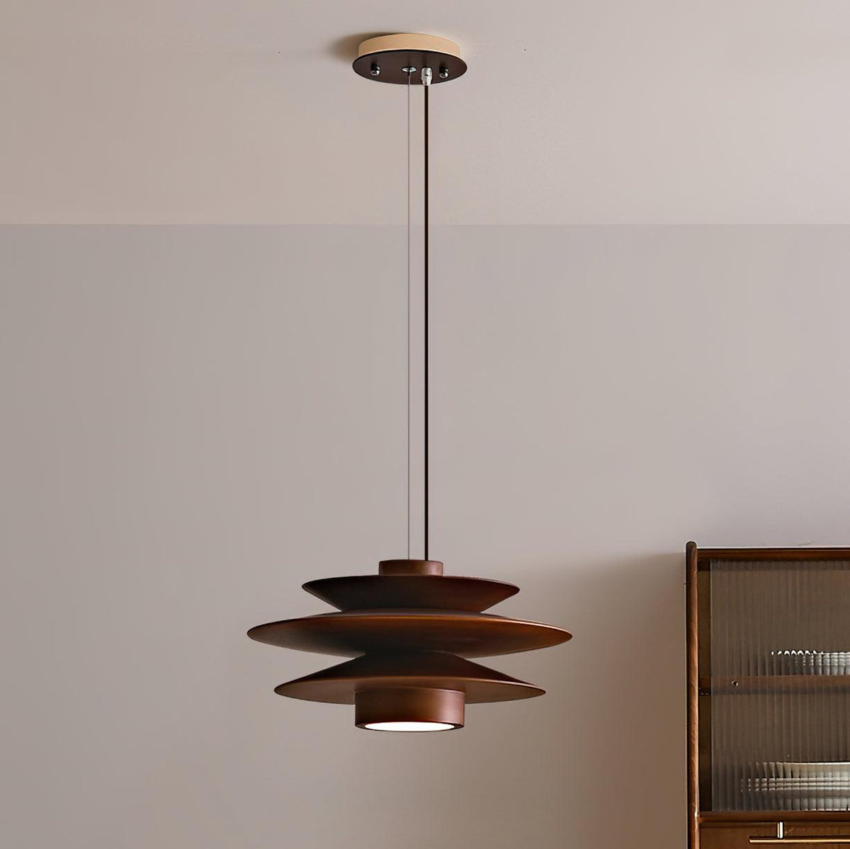 Cascade Wooden Disc Pendant Lamp