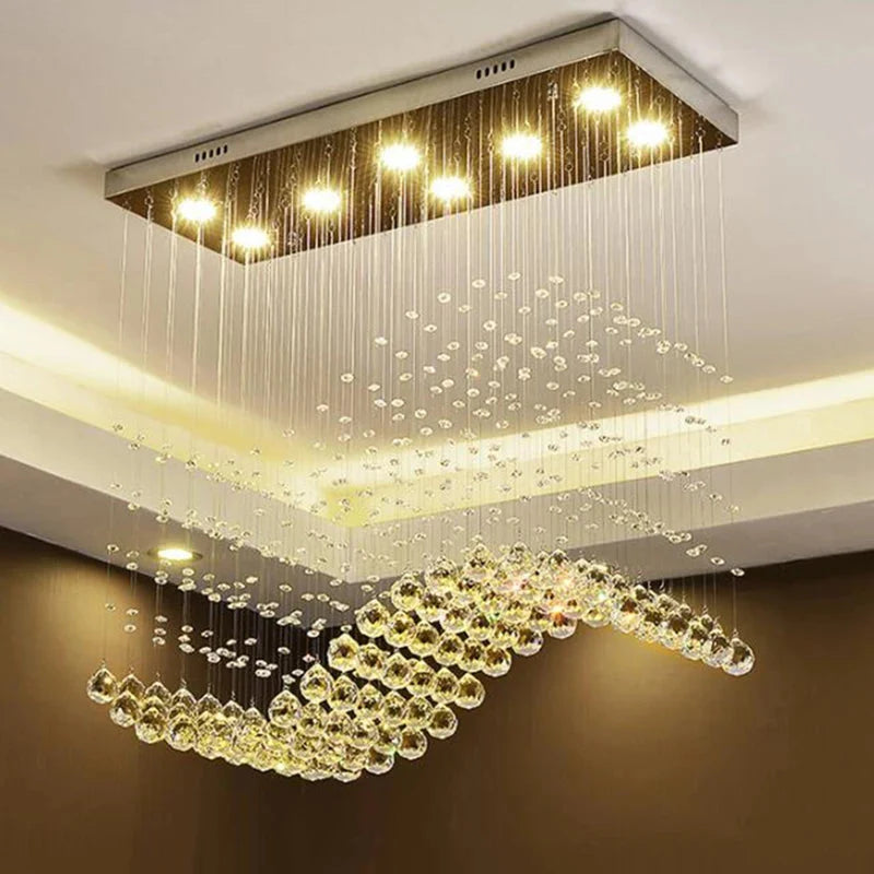 Raindrop Rectangular Crystal Chandelier For Dining Room