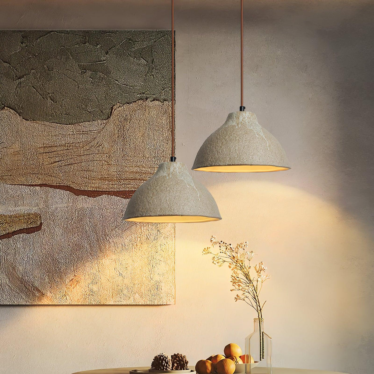 Aldaia Retro Ceramic & Wood Pendant Lamp