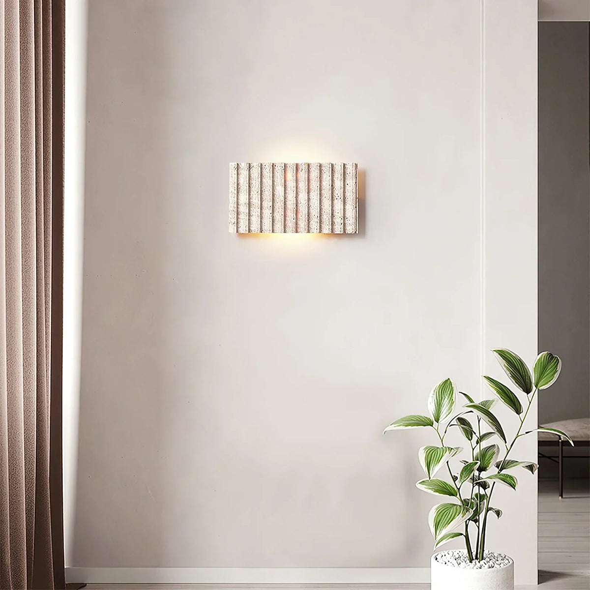 Rectangle Grille Travertine Wall Lamp