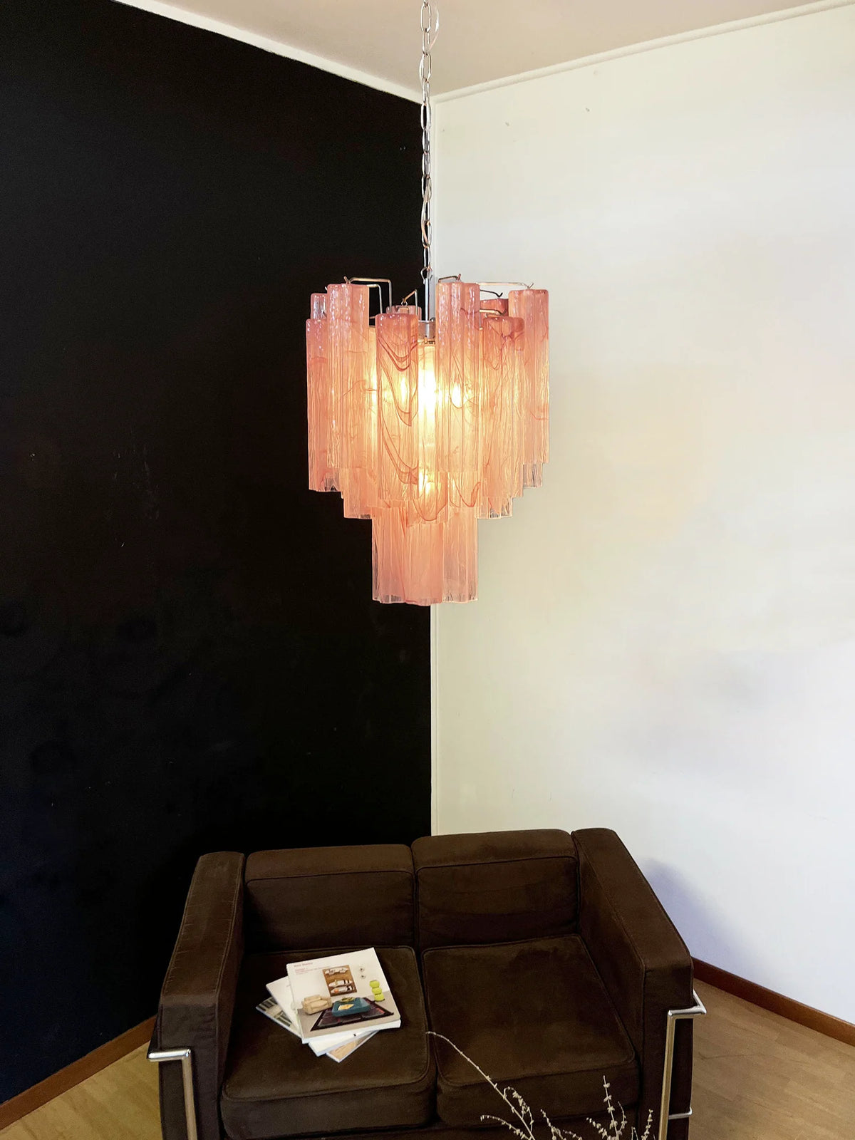 Red Glass Tube Chandelier