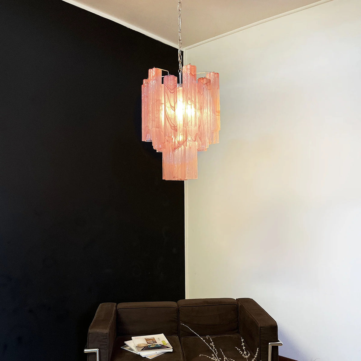 Red Glass Tube Chandelier