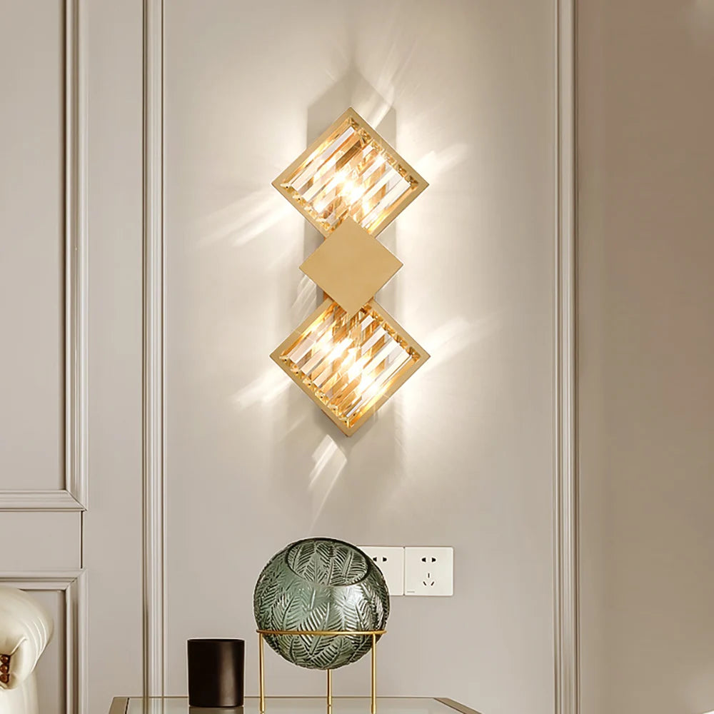 Rhombus Gold Crystal Wall Light