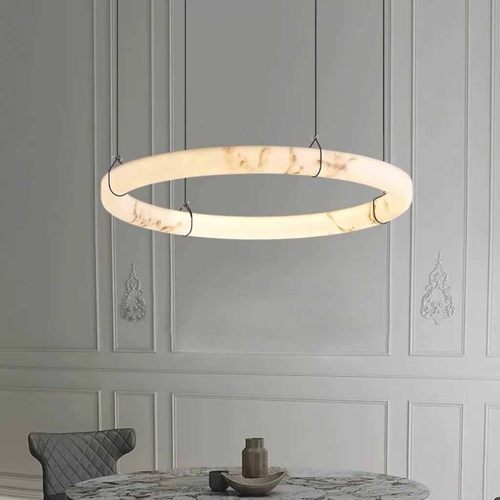 Ring Pendant Light Marble Alabaster LED Dimmable