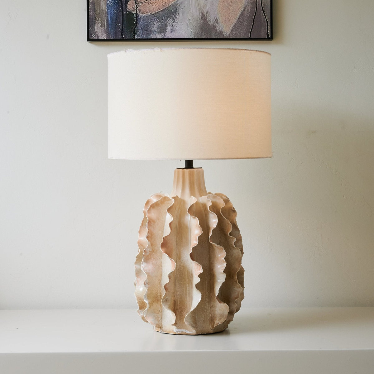 Rippled Clay Table Lamp