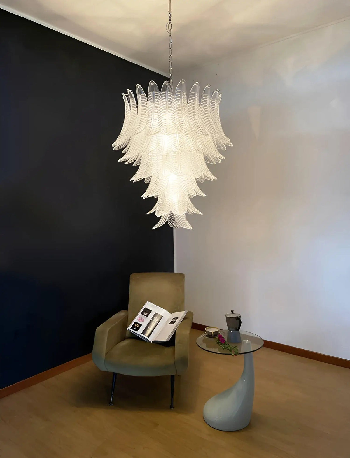 Orange Glass Leaf Tiered Chandelier