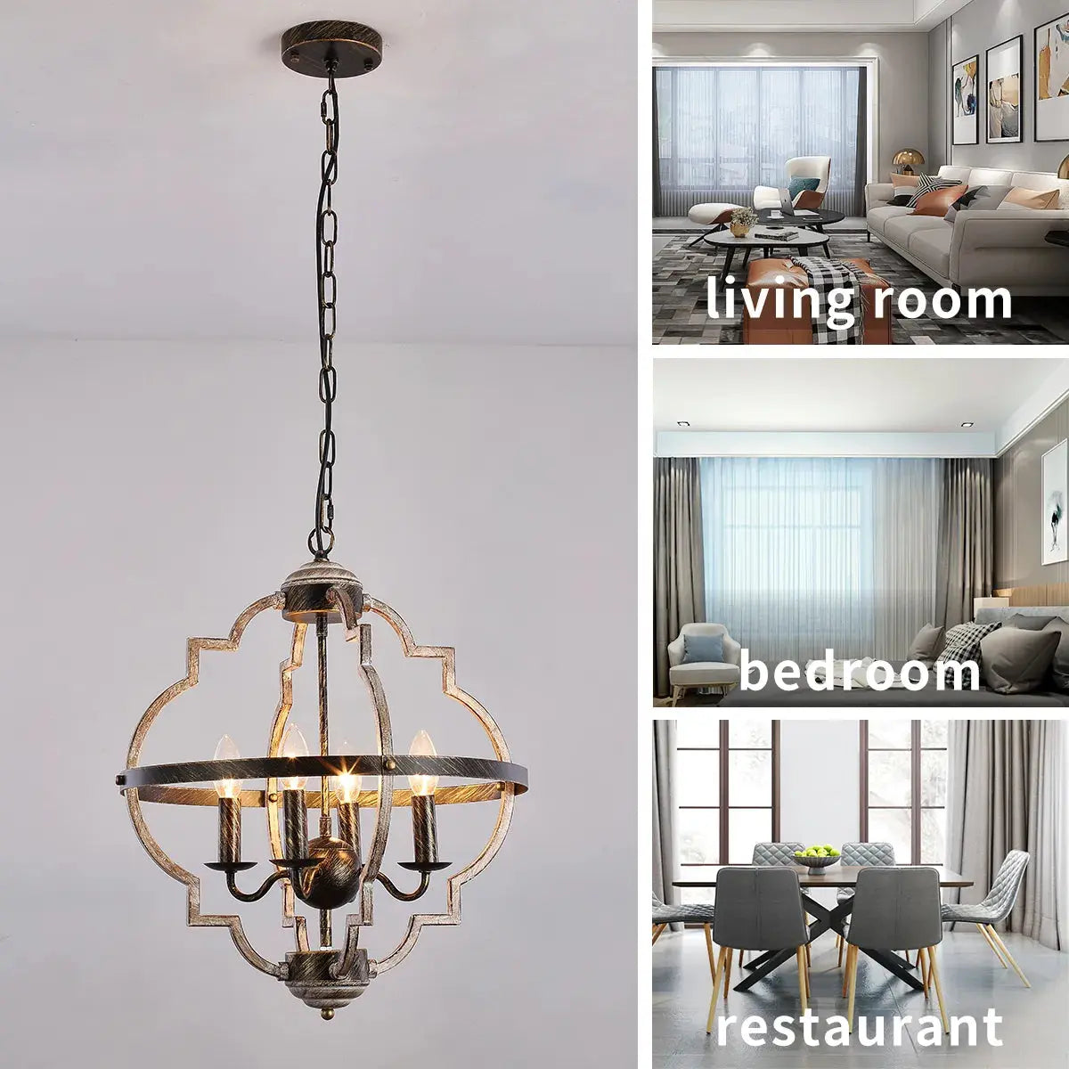 Rustic Metal Chandelier Lighting 4 Lights