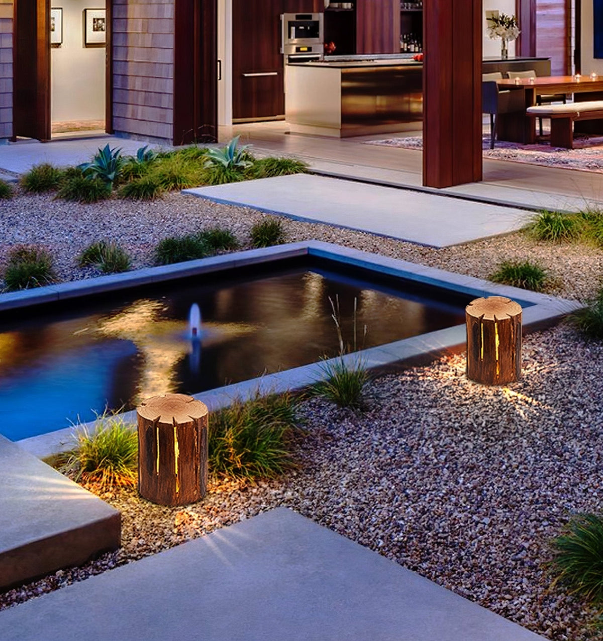 Rustic Log Outdoor LED Light