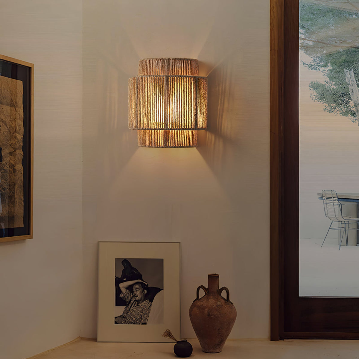 Round Travertine Disc Wall Lamp