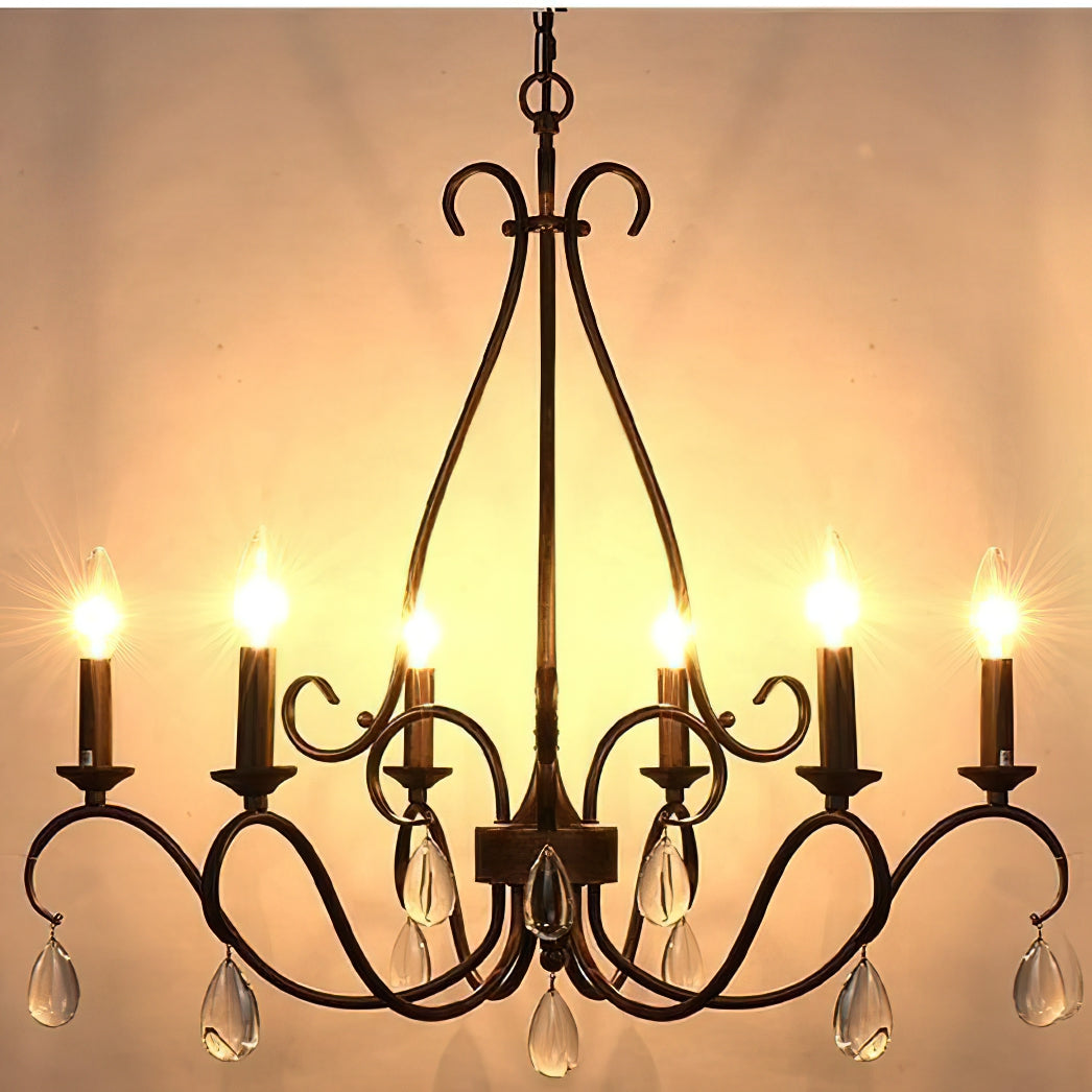 Uzorus Vintage Industrial Crystal Chandelier