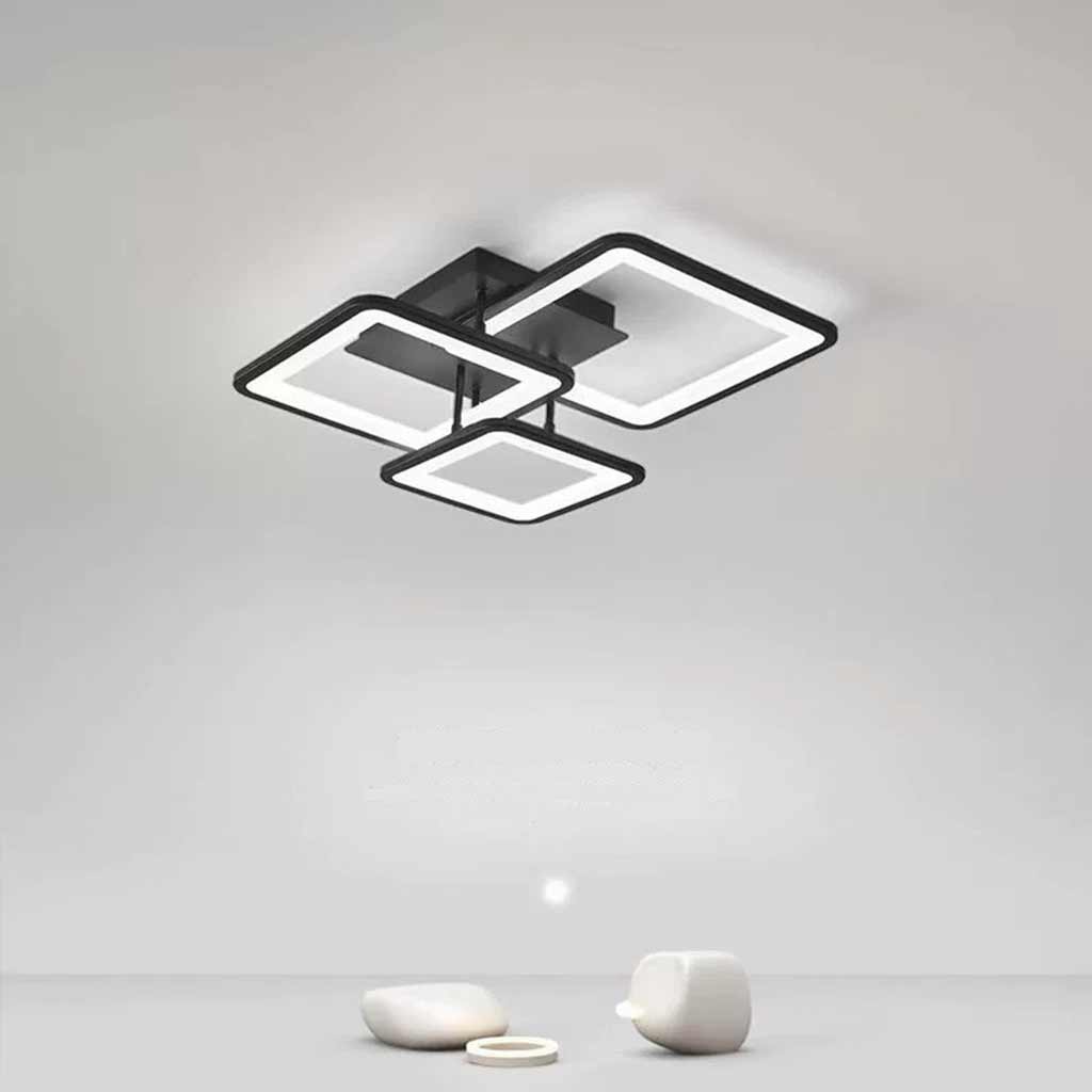 Semi-Flush Mount Ceiling Light Geometric LED Dimmable, Black