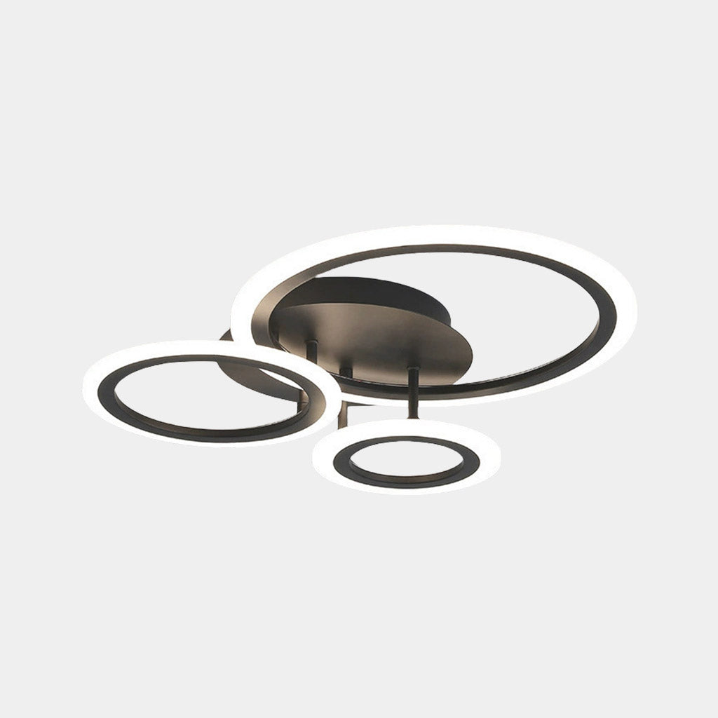 Semi-Flush Mount Ceiling Light Geometric LED Dimmable, Black