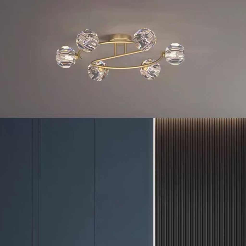 Semi-Flush Mount Ceiling Light Luxury Glass Crystal Globe
