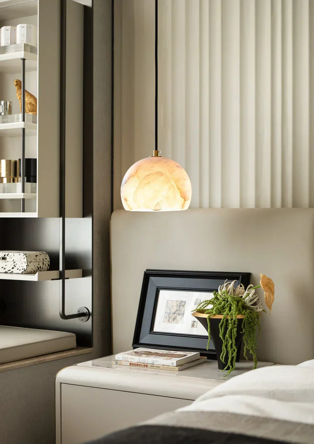 Semicircular Alabaster Pendant Light