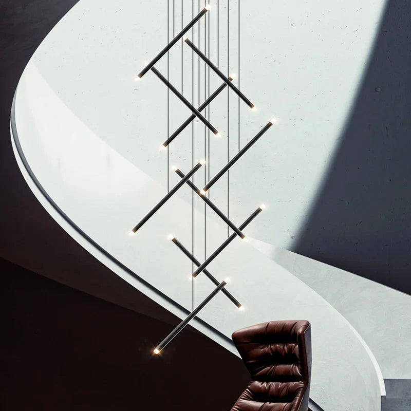Seus Modern Long Chandelier for High Ceiling & Staircase