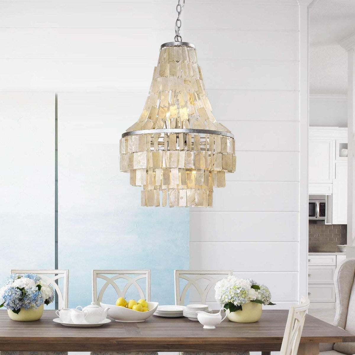Boho Tiered Capiz Chandelier