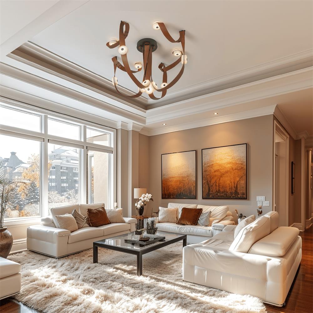 Elraearis LED Leather Alabaster Chandelier