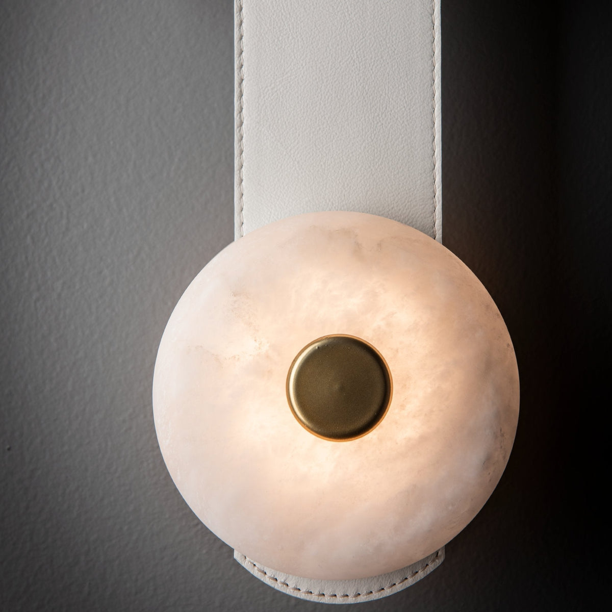 Evsore LED Leather Alabaster Sconce Wall Lamp