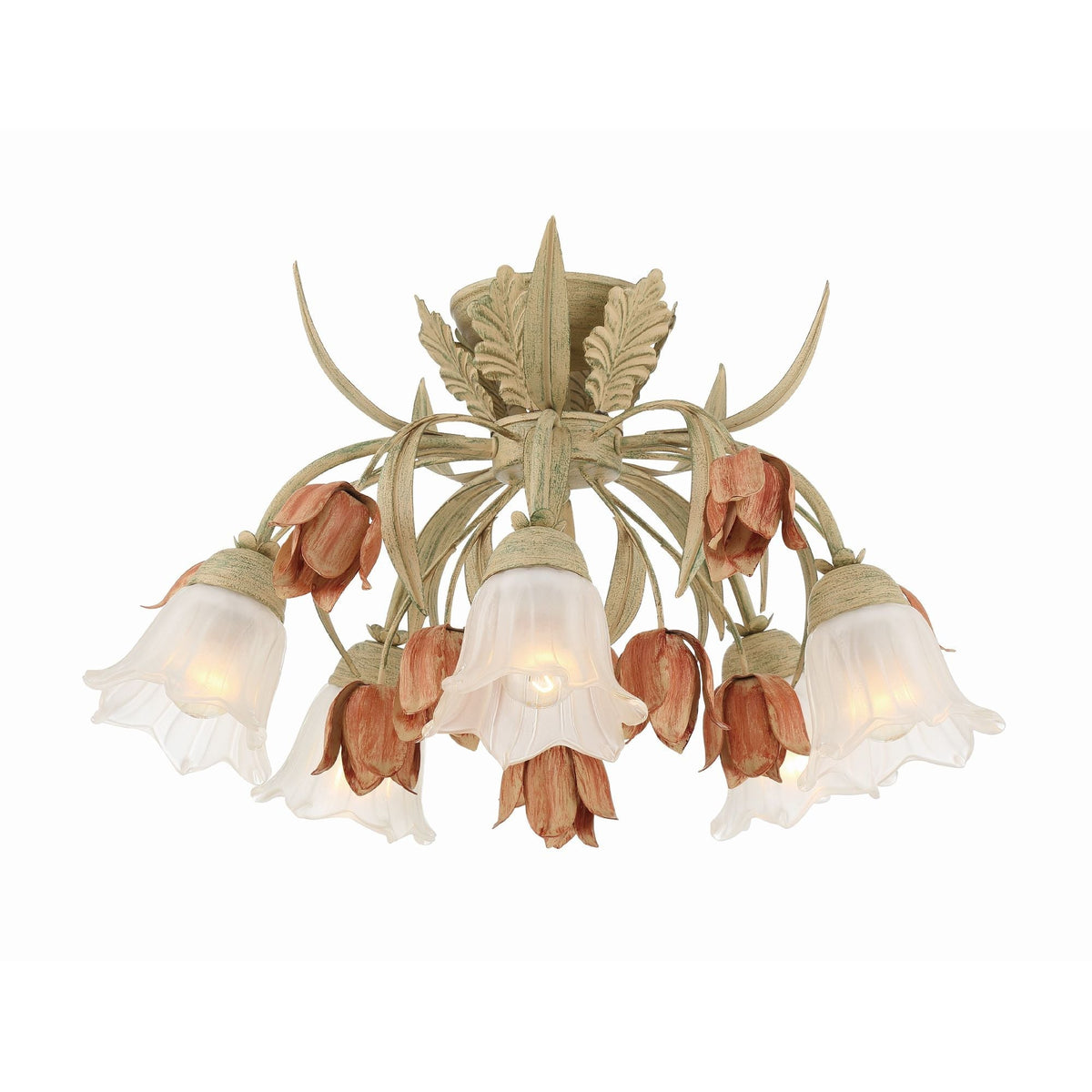 Veshael Elegance Art Sage Rose Glass Ceiling Lamp