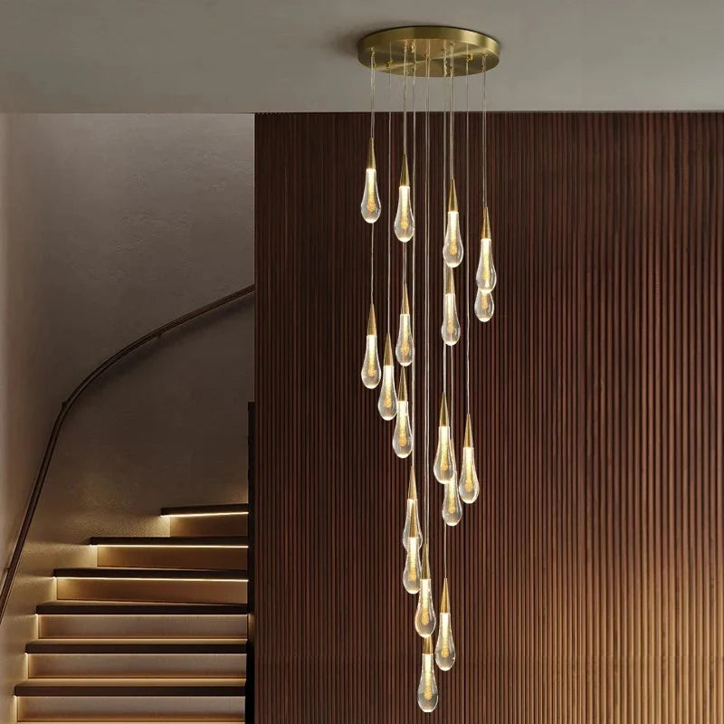 Spiral Raindrop Staircase Ceiling Lighting