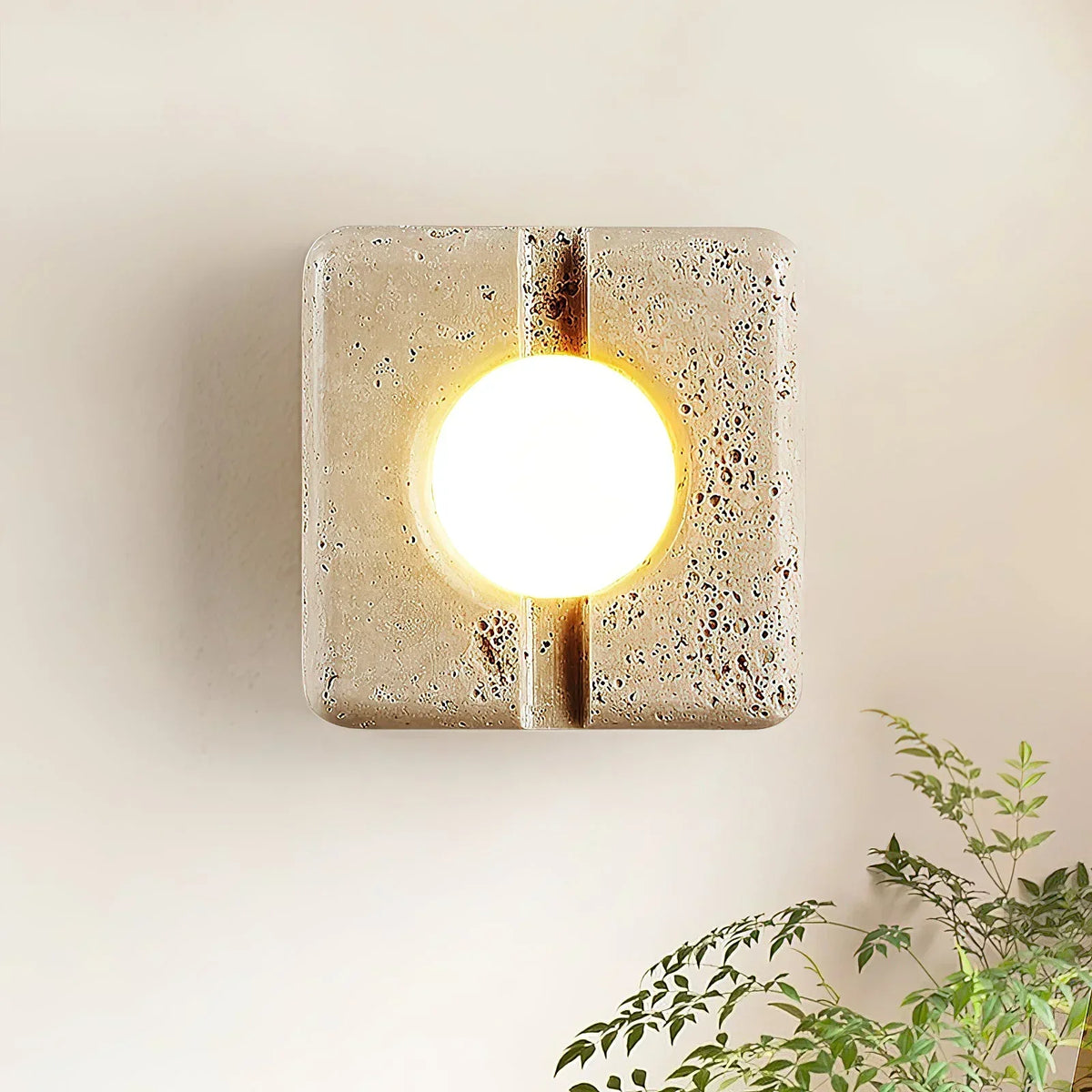 Square Camera Travertine Wall Lamp
