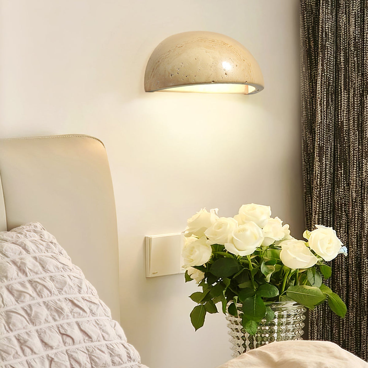 Semicircular Twilight Travertine Wall Lamp