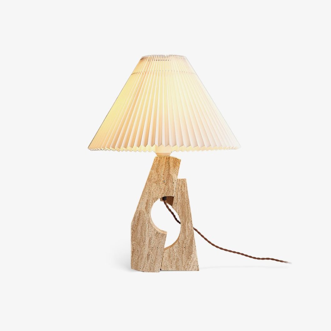 Travertine Stone Pillar Table Lamp