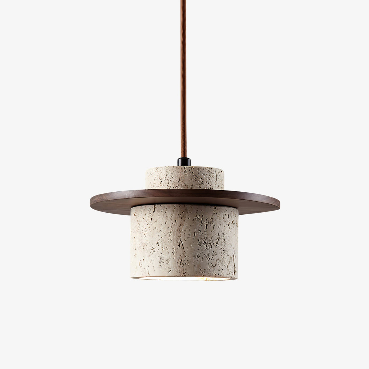 Cylindrical Stonova Duo Travertine Pendant Light