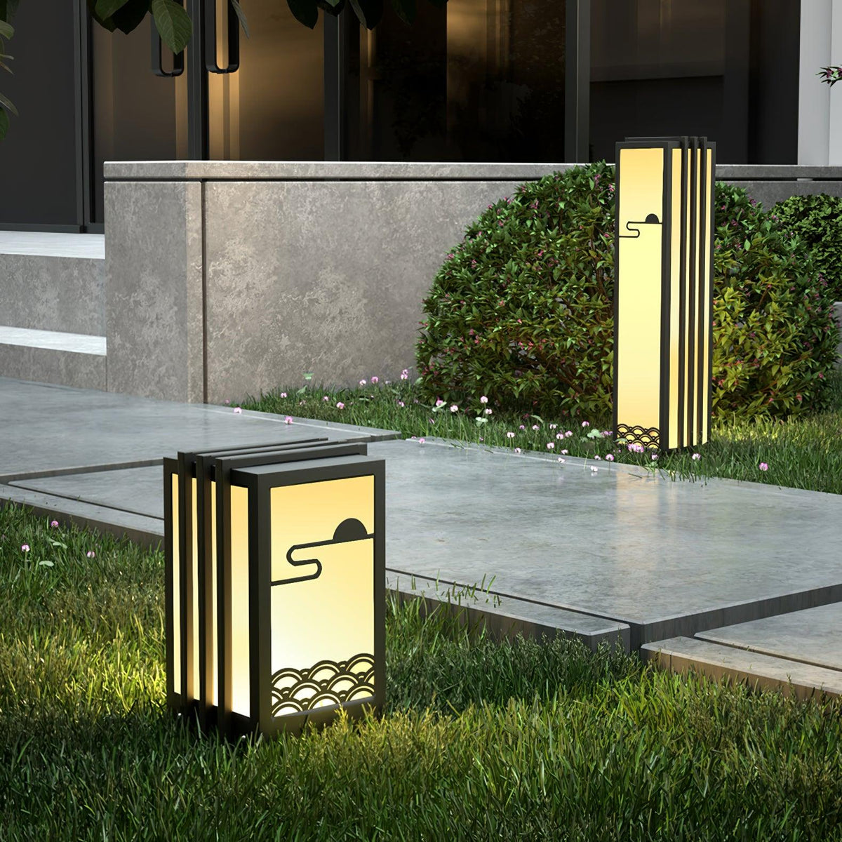 Modern Black Sunrise Pattern Outdoor Light