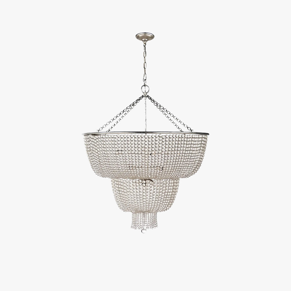 Romantic Beaded Crystal Silver Pendant Light