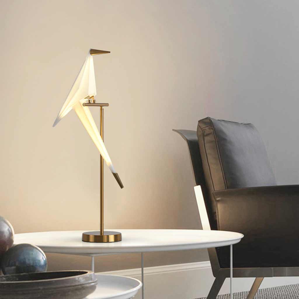 Table Lamp Decorative Bird Crane LED, Black / Gold